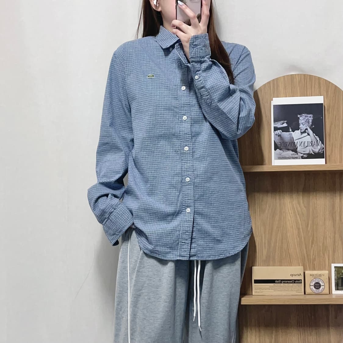 [정품] 라코스테 네이비 체크 셔츠 [ M ] 상품이미지1