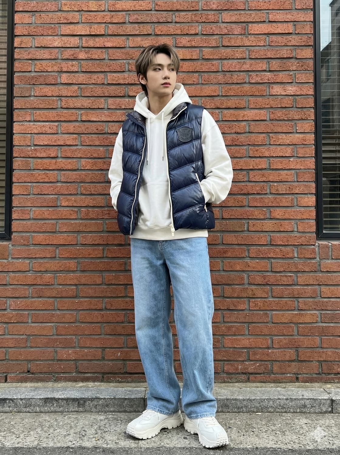 TBJ 티비제이 글로시 네이비 패딩 조끼 상품이미지1