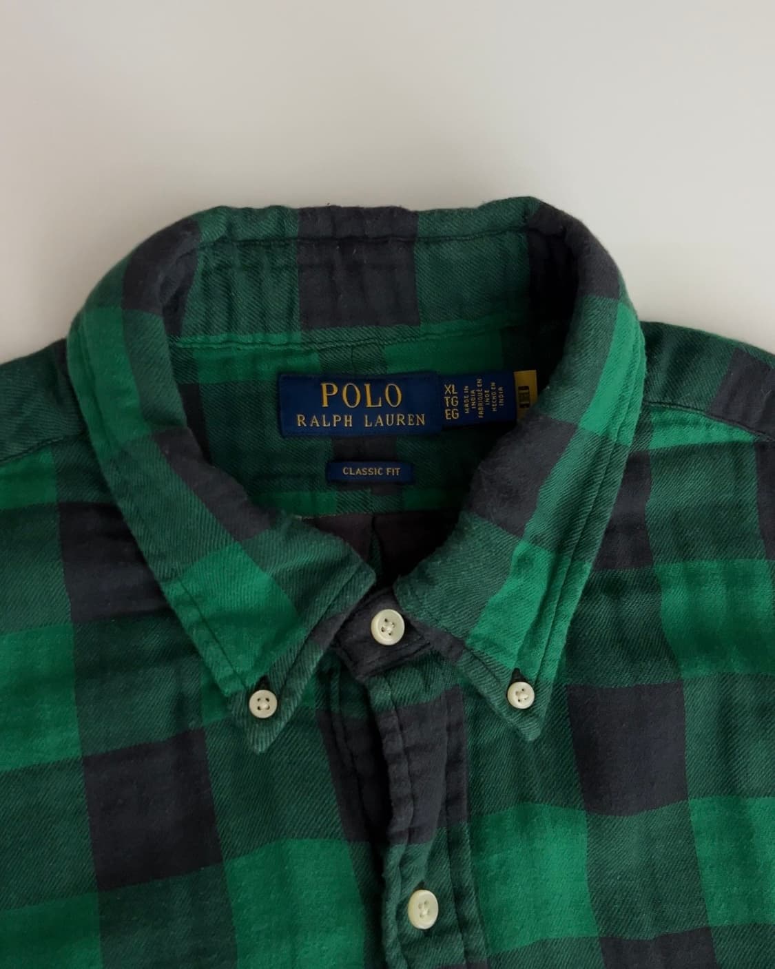 폴로 랄프로렌 그린 타탄체크 플란넬 셔츠 XL 상품이미지3