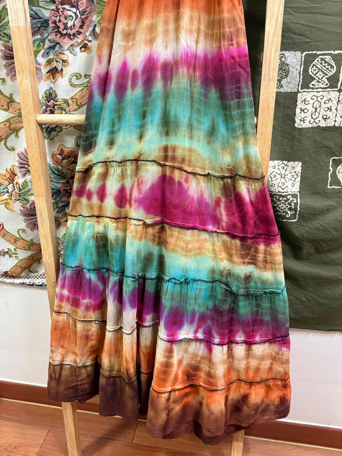 히피 에스닉 타이다이 롱 원피스 상품이미지3