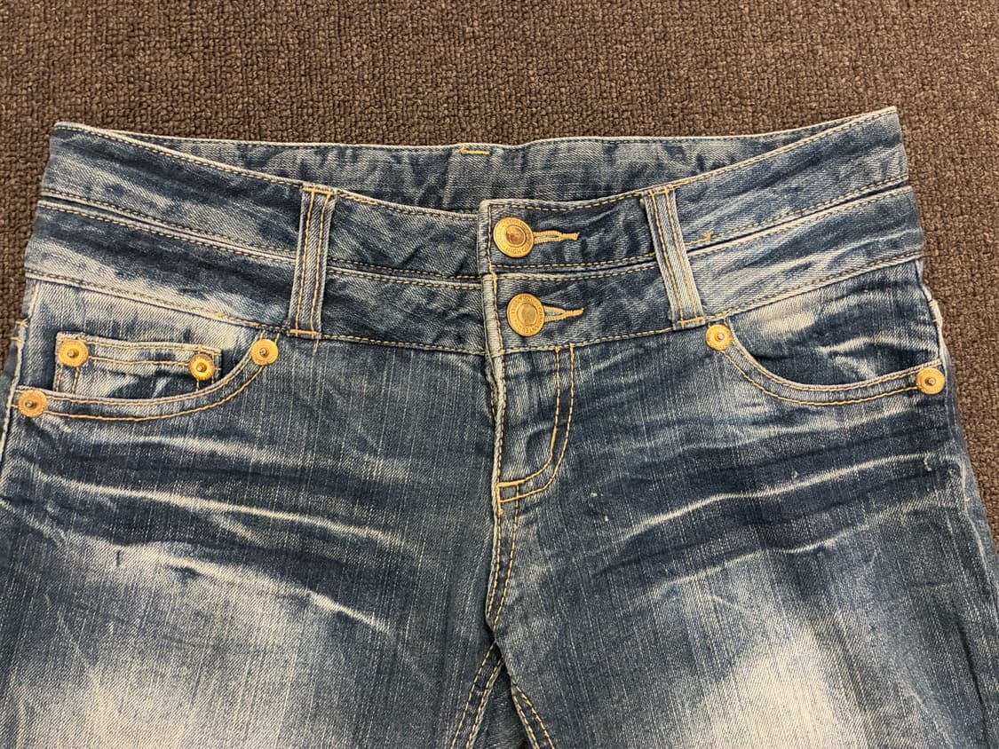 OS)Japanese vintage 여성 셔링 디자인 레이어드 데님팬츠 상품이미지6