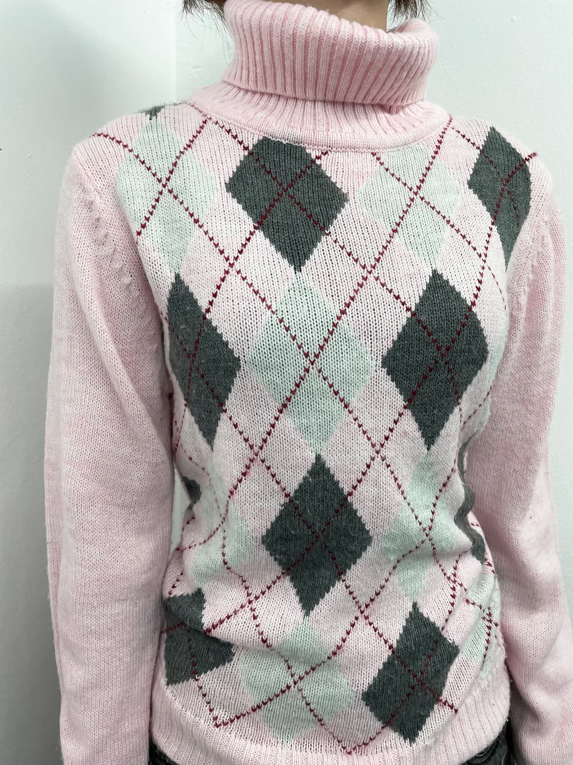 히메갸루 핑크 아가일 니트🎀 상품이미지3