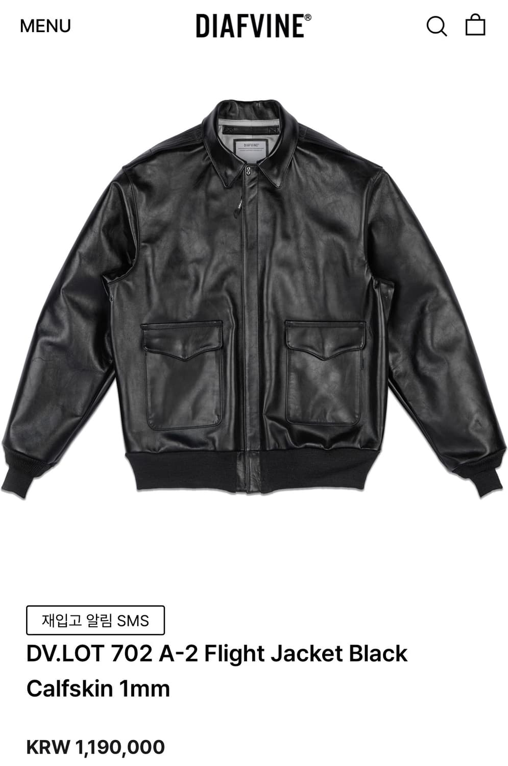 디아프바인 A-2 올블랙 카프스킨 상품이미지1