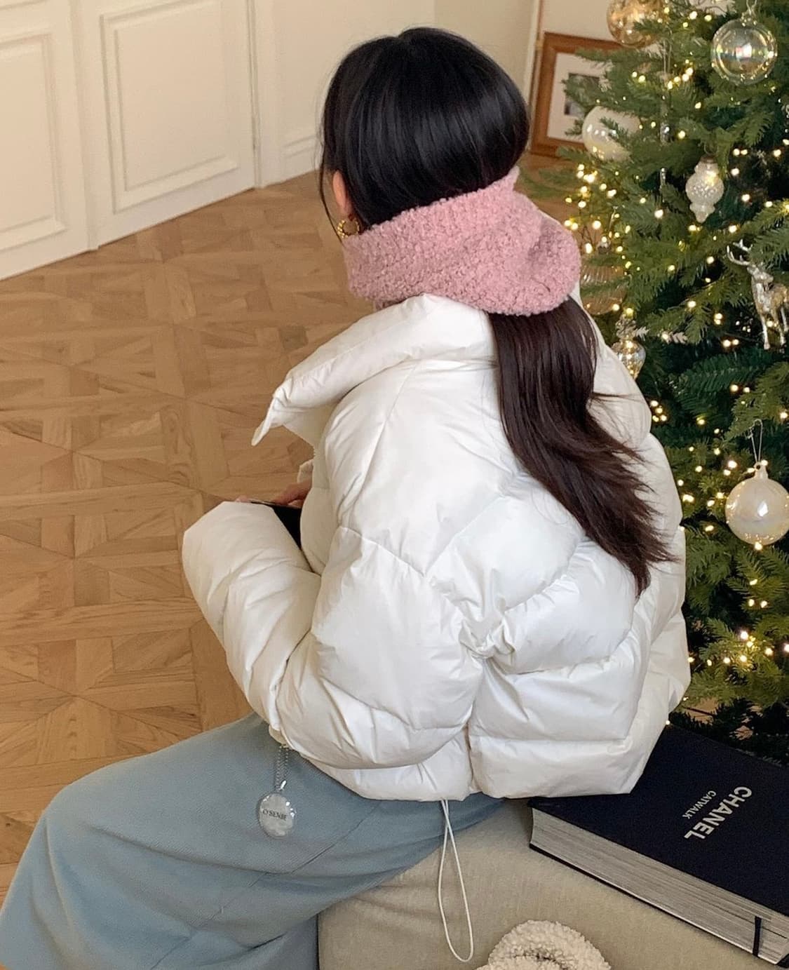 오리털 숏 패딩 아이보리, 블랙 상품이미지4