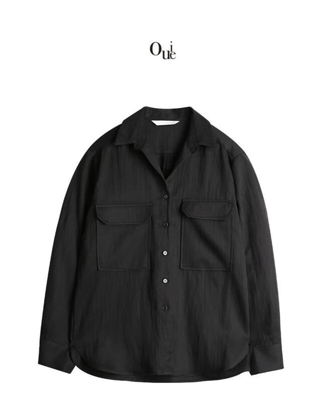 ouie 우이 서울 블랙 트윌 포켓 오버핏 블라우스 셔츠 F 상품이미지8