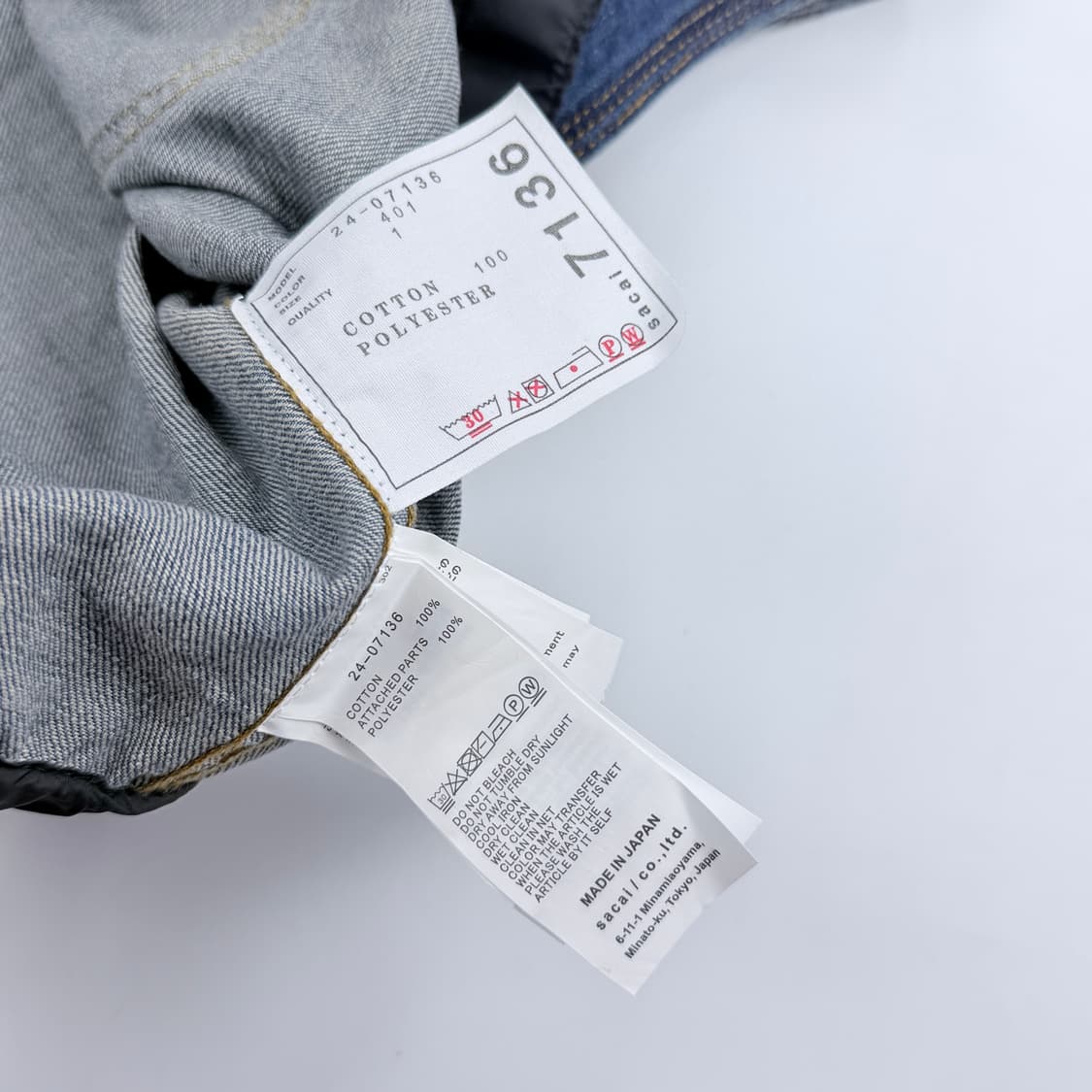 사카이 sacai 스트링 햄 데님 슬리브리스 셔츠 상품이미지5