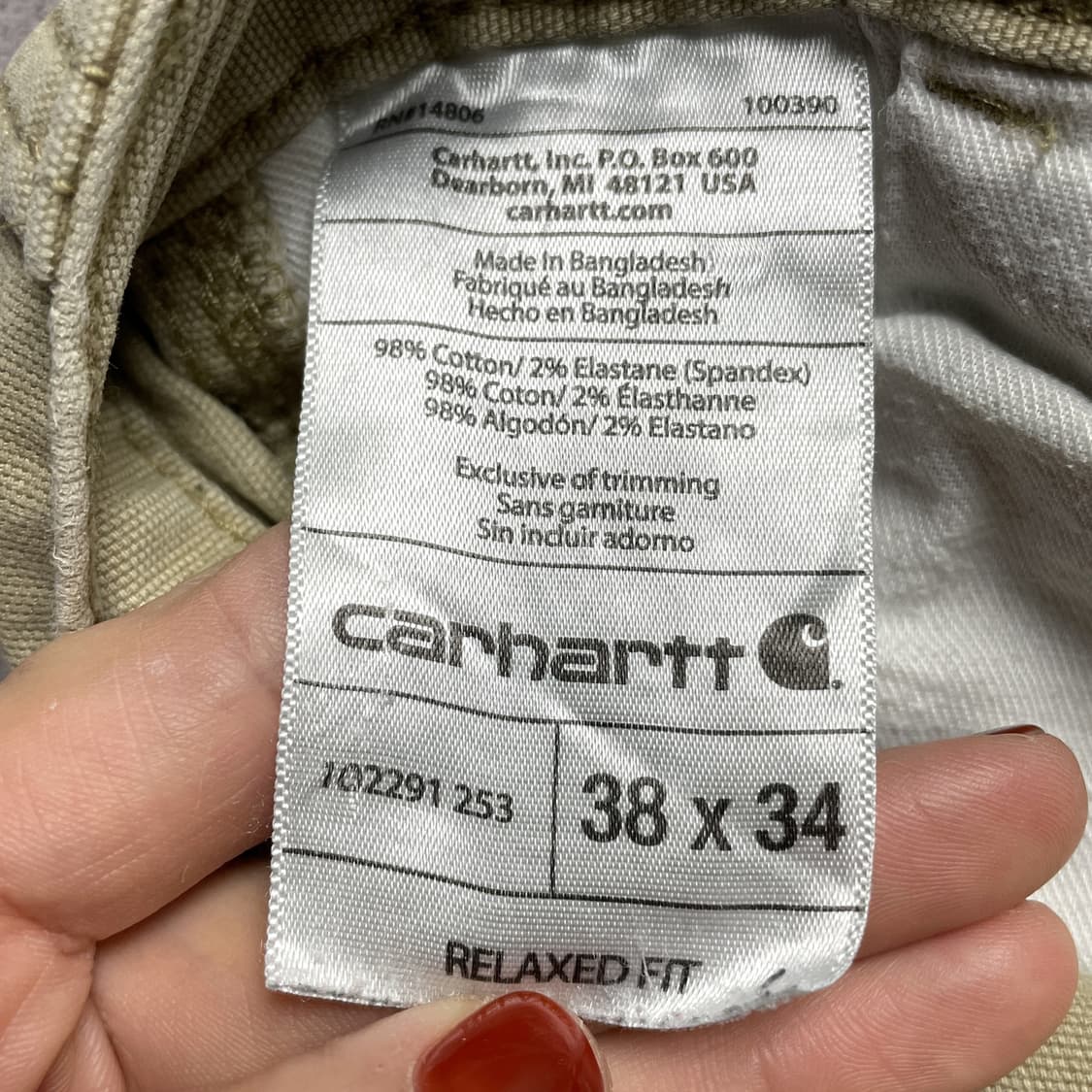 CARHARTT 칼하트 빈티지 베이지 싱글니 워크팬츠 A00350 상품이미지9