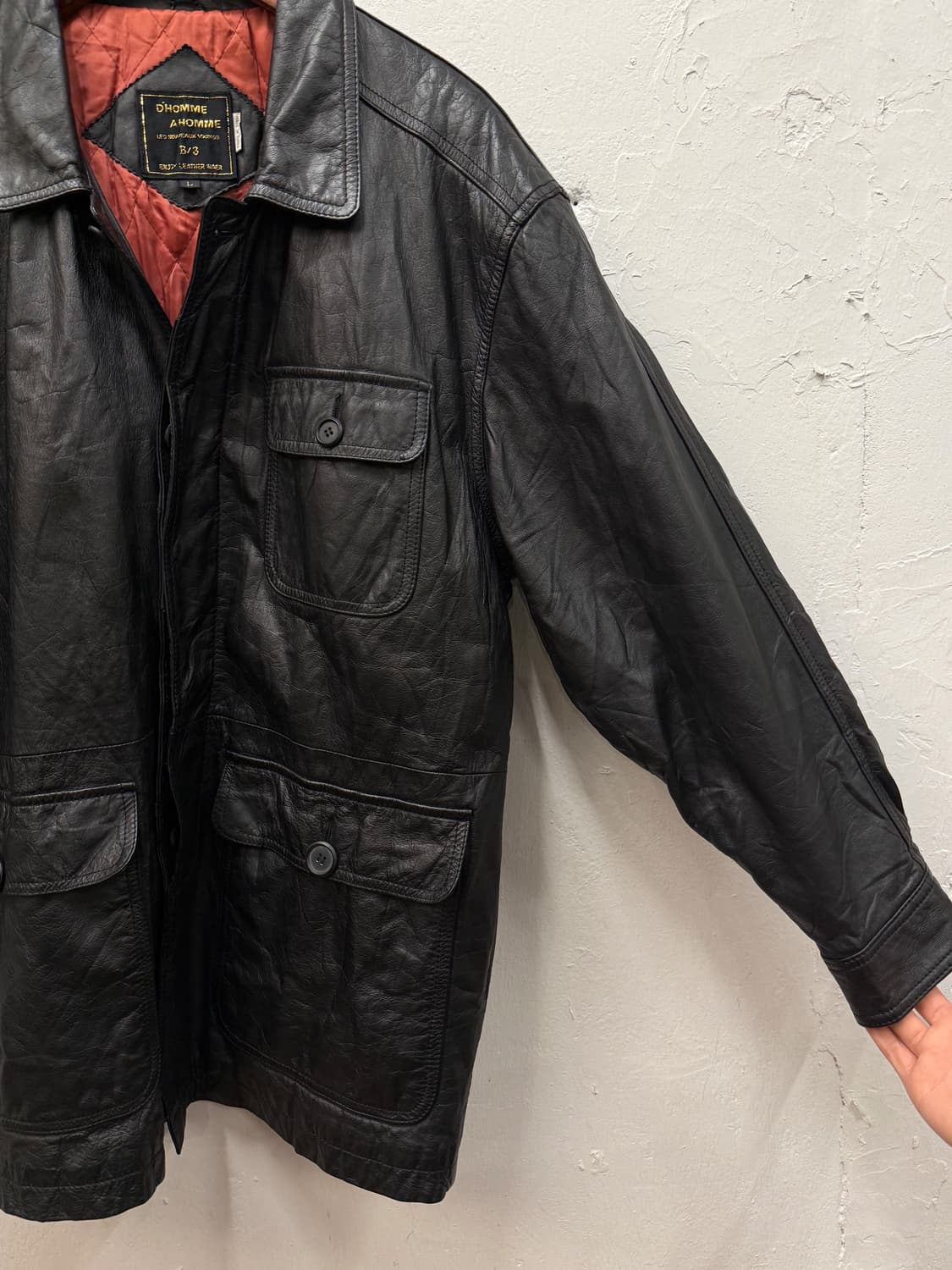 90s Cowhide Leather Car Coat 상품이미지5