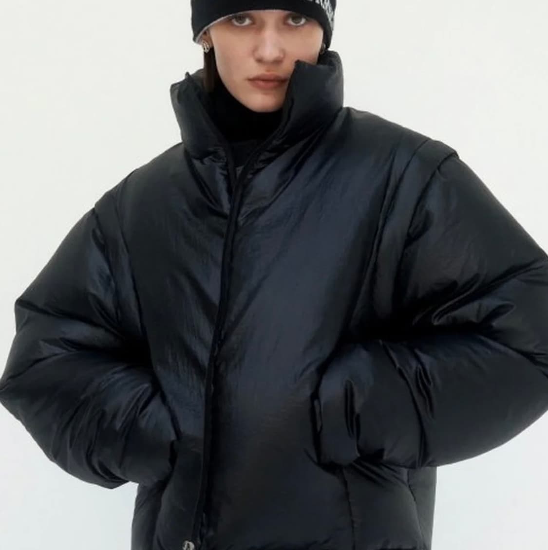 트리밍버드 나일론 투웨이 크롭 패딩 상품이미지1