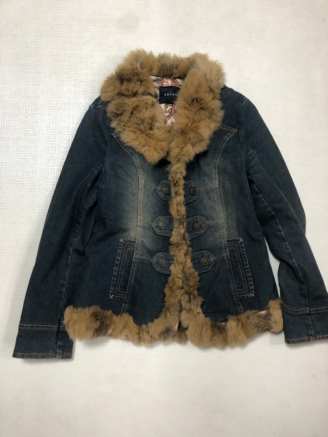 빈티지 브라운 래빗 퍼 데님 자켓 상품이미지10