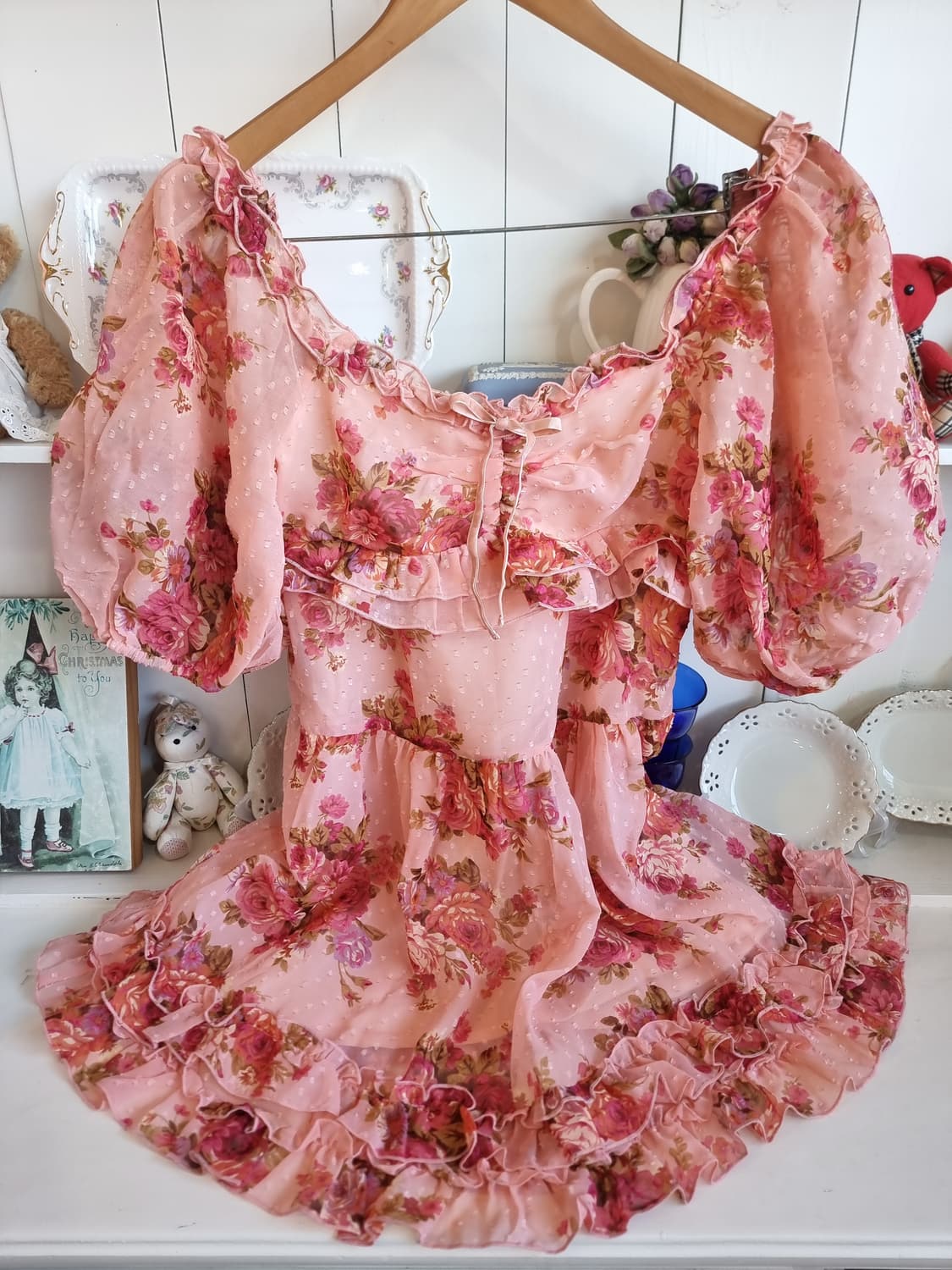 LIZ LISA(리즈리사) 로즈 쉬폰 오프숄더 원피스 상품이미지1