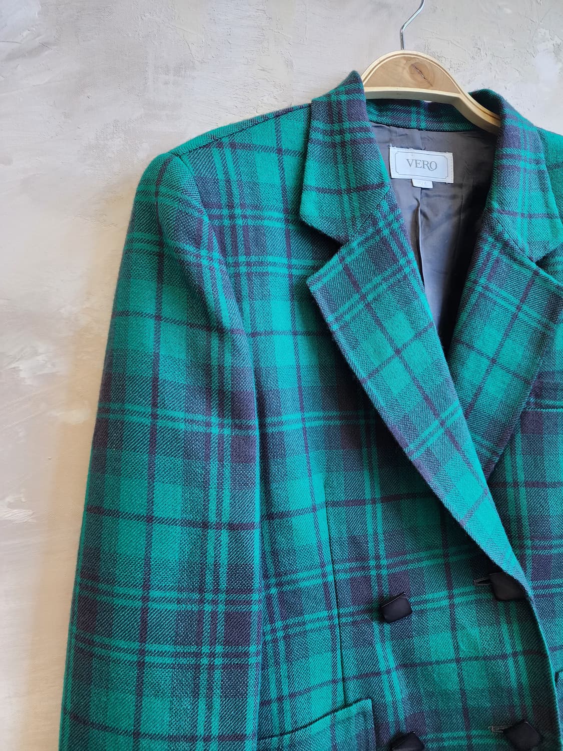 일본빈티지 울 체크 그린 자켓  상품이미지2