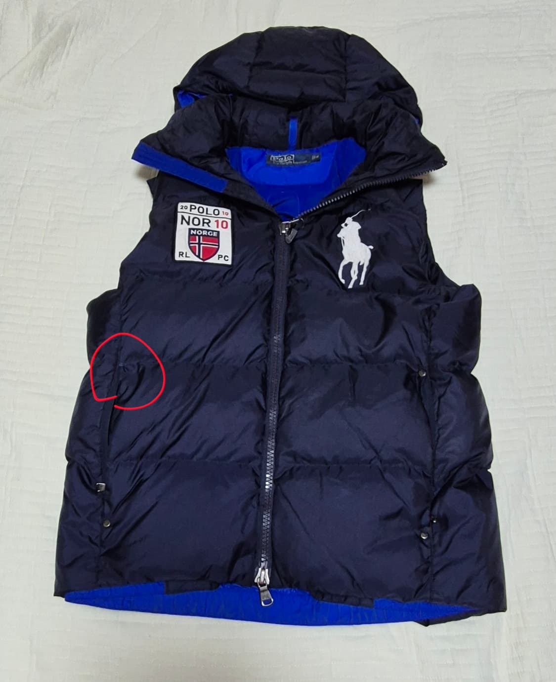 폴로 랄프로렌 치프키프 노르웨이 빅포니 네이비 패딩 조끼 베스트 s 상품이미지4