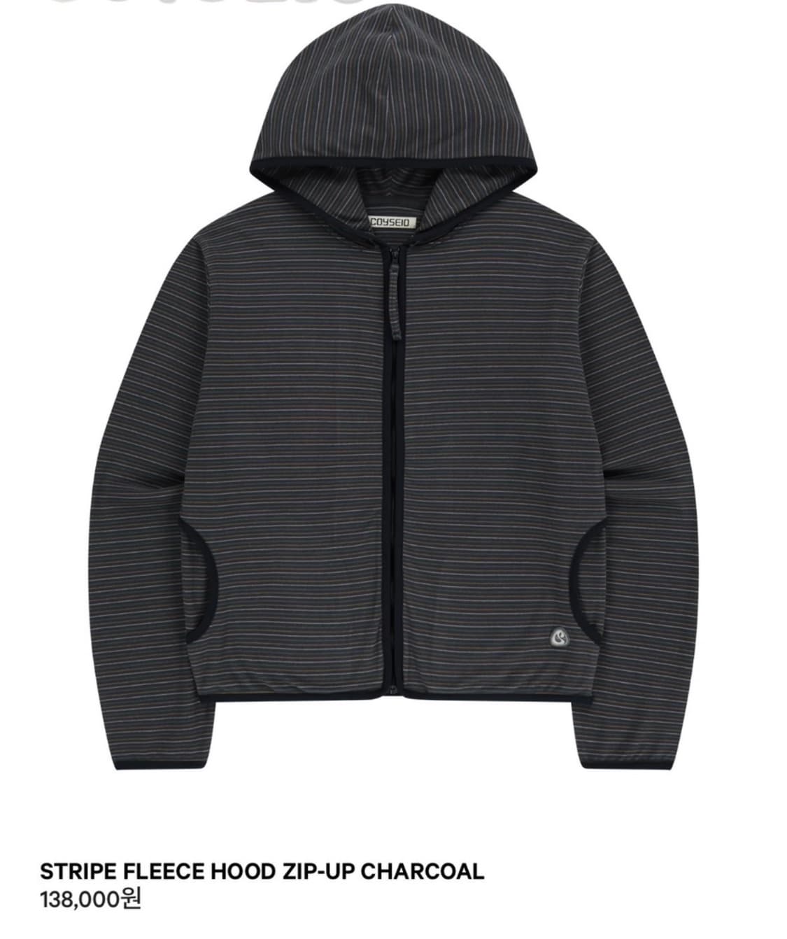코이세이오 스트라이프 플리스 후드집업 차콜  상품이미지1