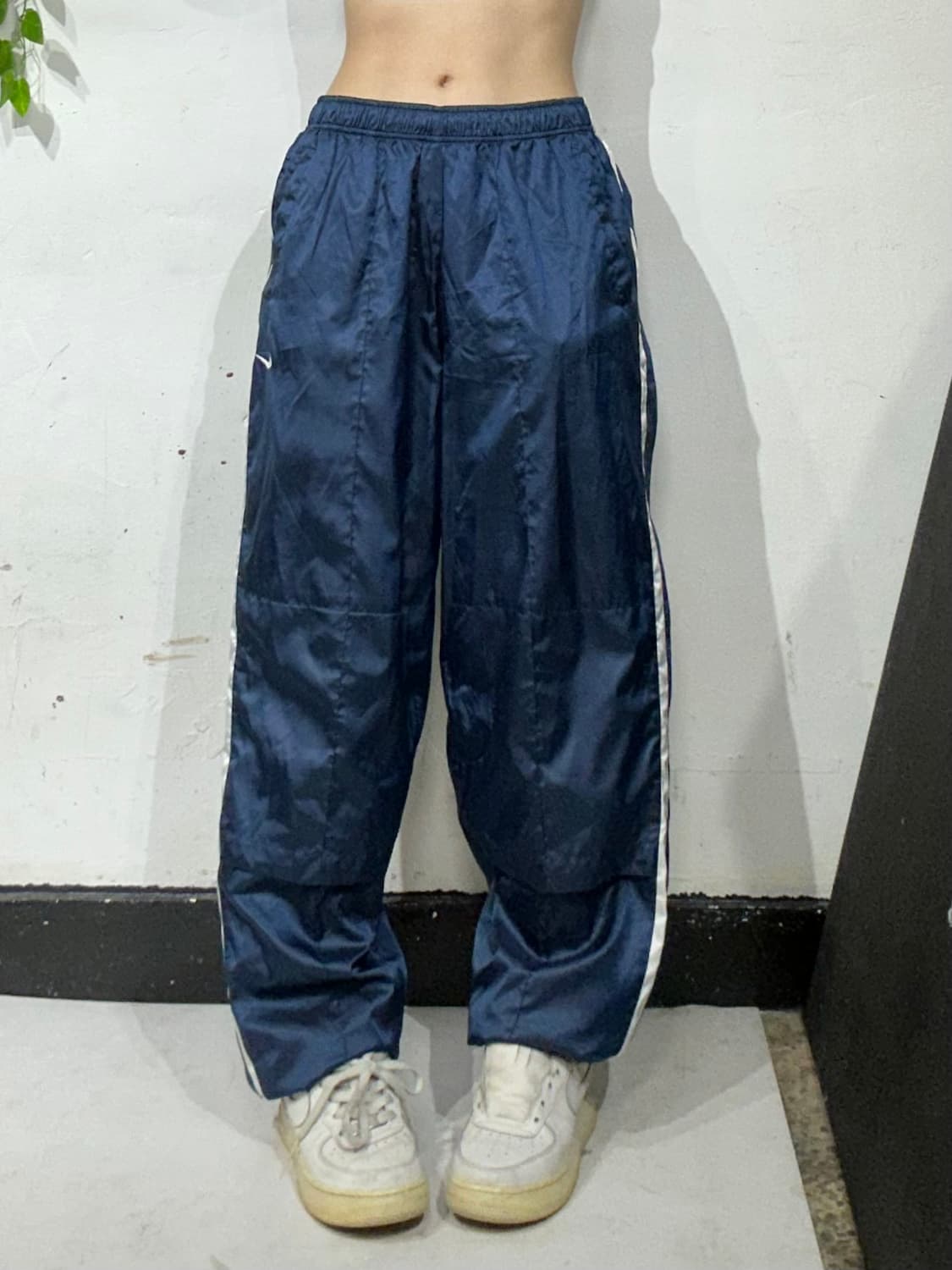 나이키 네이비 와이드 화이트 사이드 라인 트랙 팬츠 댄스 추리닝 바지 L 상품이미지2