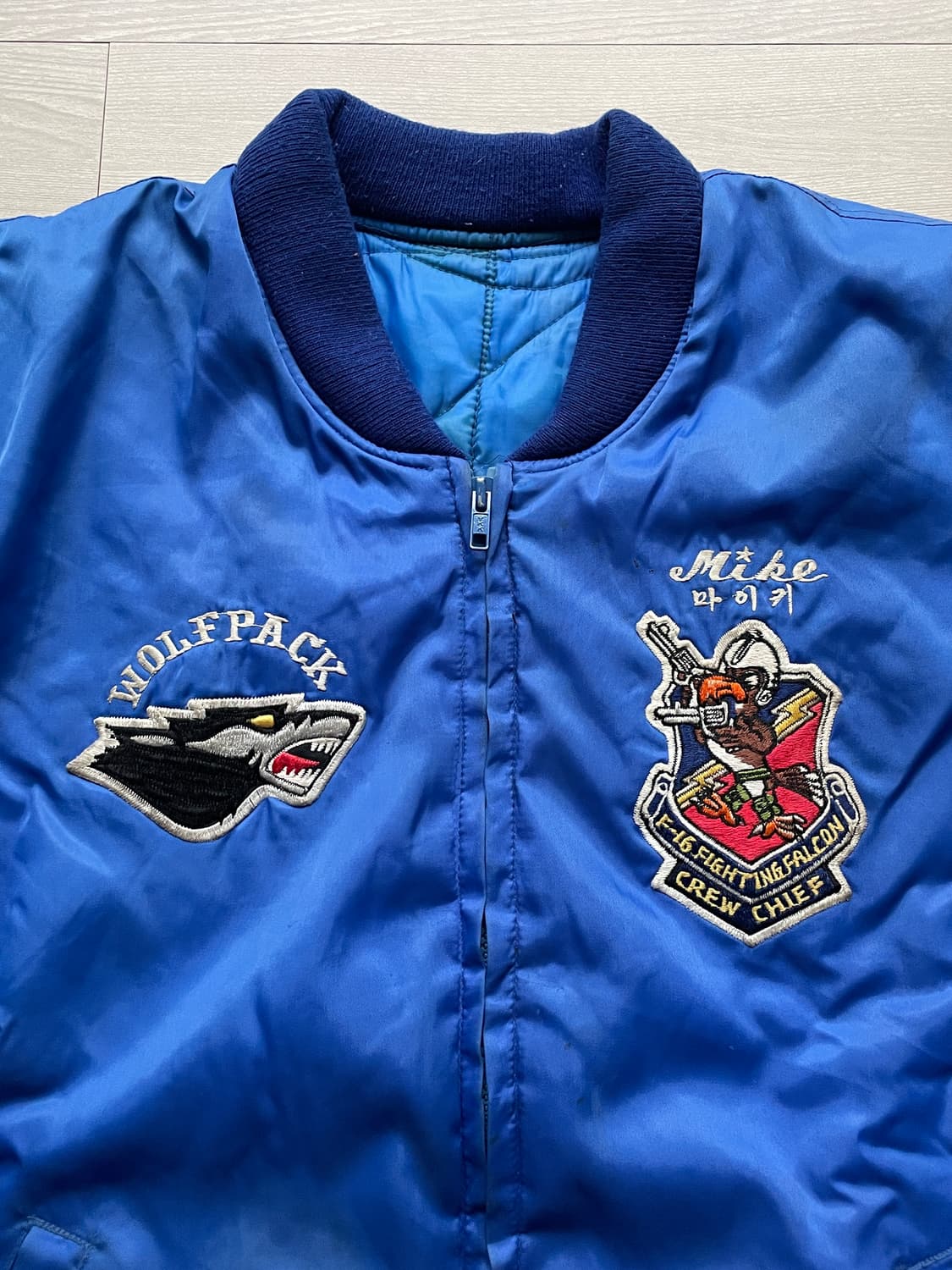 80s 미군 군산 wolfpack 수베니어 MA-1 자켓 상품이미지3