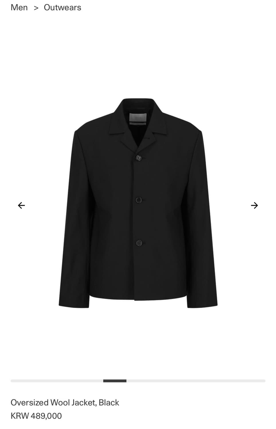 아모멘토 26SS 오버사이즈 울 자켓, 블랙 M 판매 상품이미지1