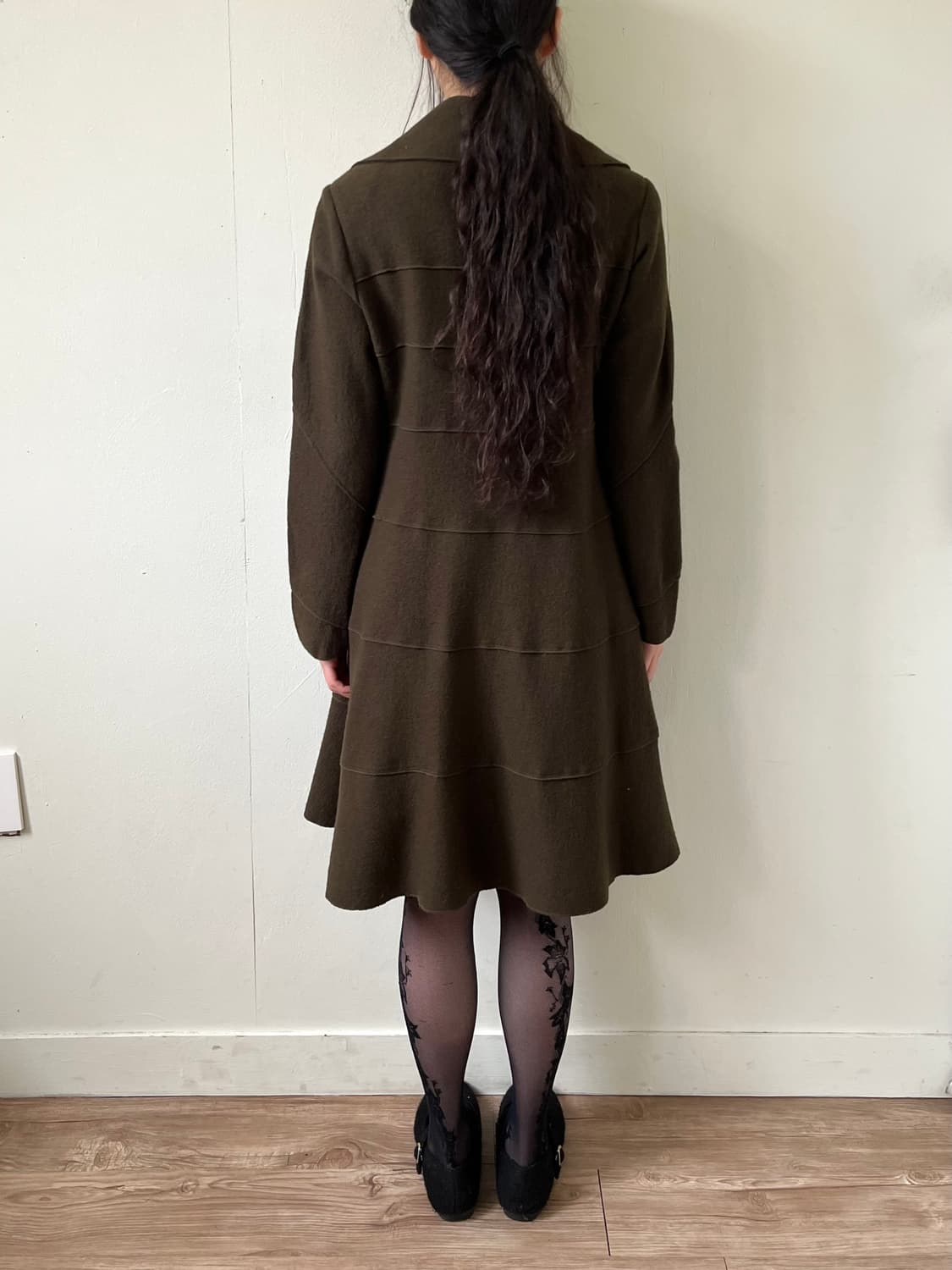 Vertical 풀 카라 올리브 롱 코트 상품이미지9