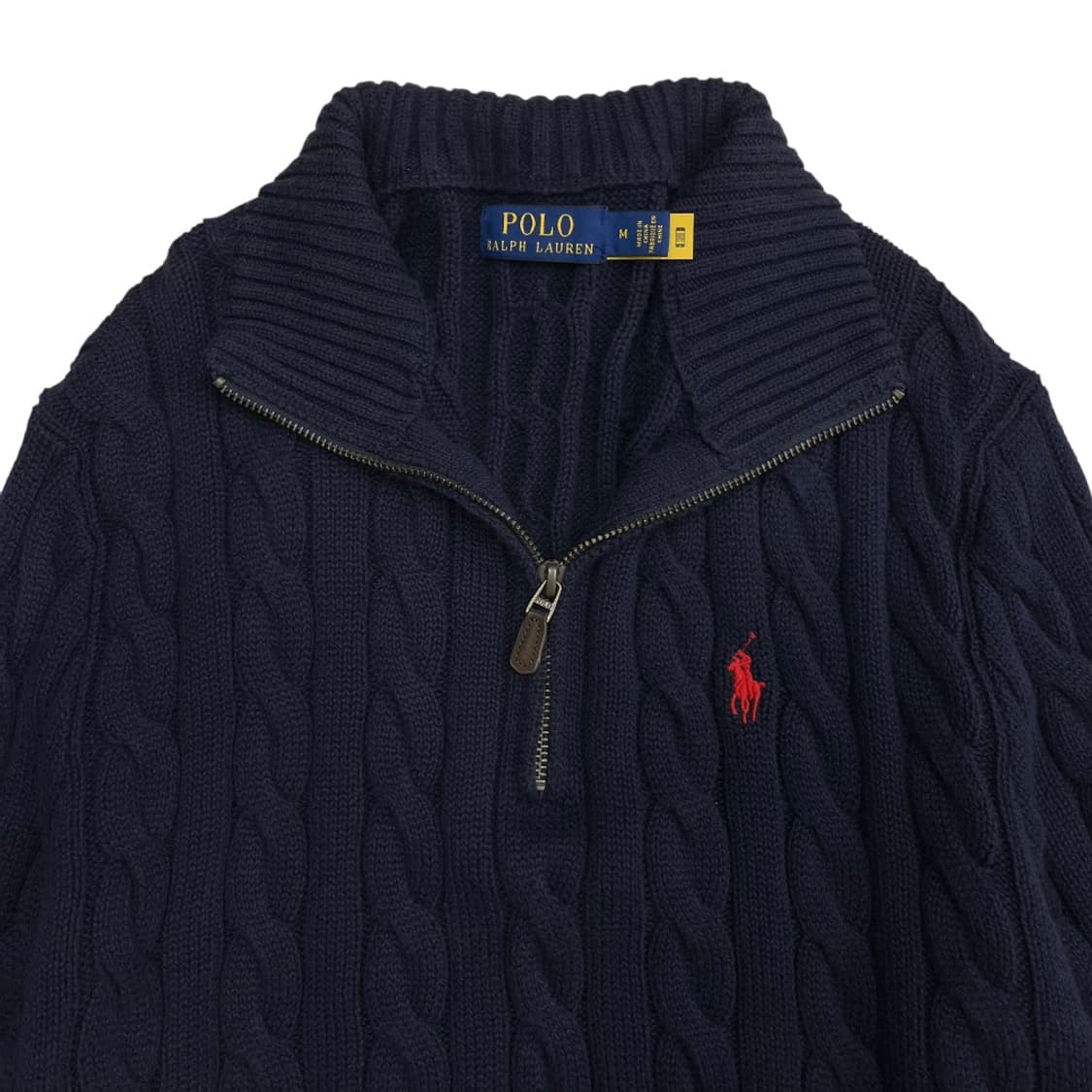 폴로 랄프로렌 레드포니 네이비 꽈배기 니트집업 M 상품이미지4