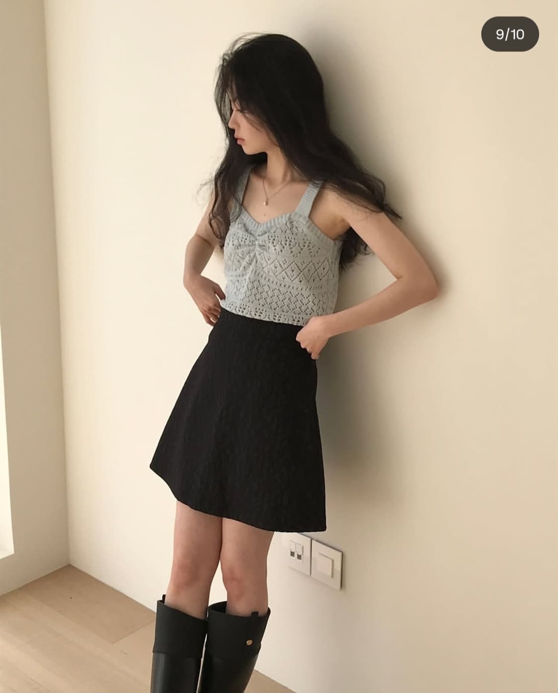 아카이브제이투유 셔링 니트 뷔스티에 탑 워터리블루 상품이미지2