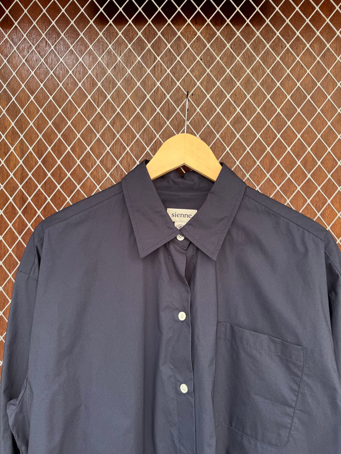 SIENNE 시엔느 네이비 바스락 캐쥬얼 베이직 오버핏 셔츠 블라우스 S 상품이미지4