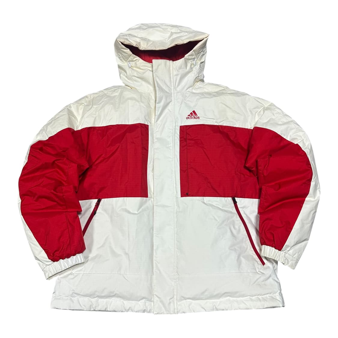 ✨ (바배) 아디다스 컬러블록 덕다운 화이트 레드 패딩  상품이미지2
