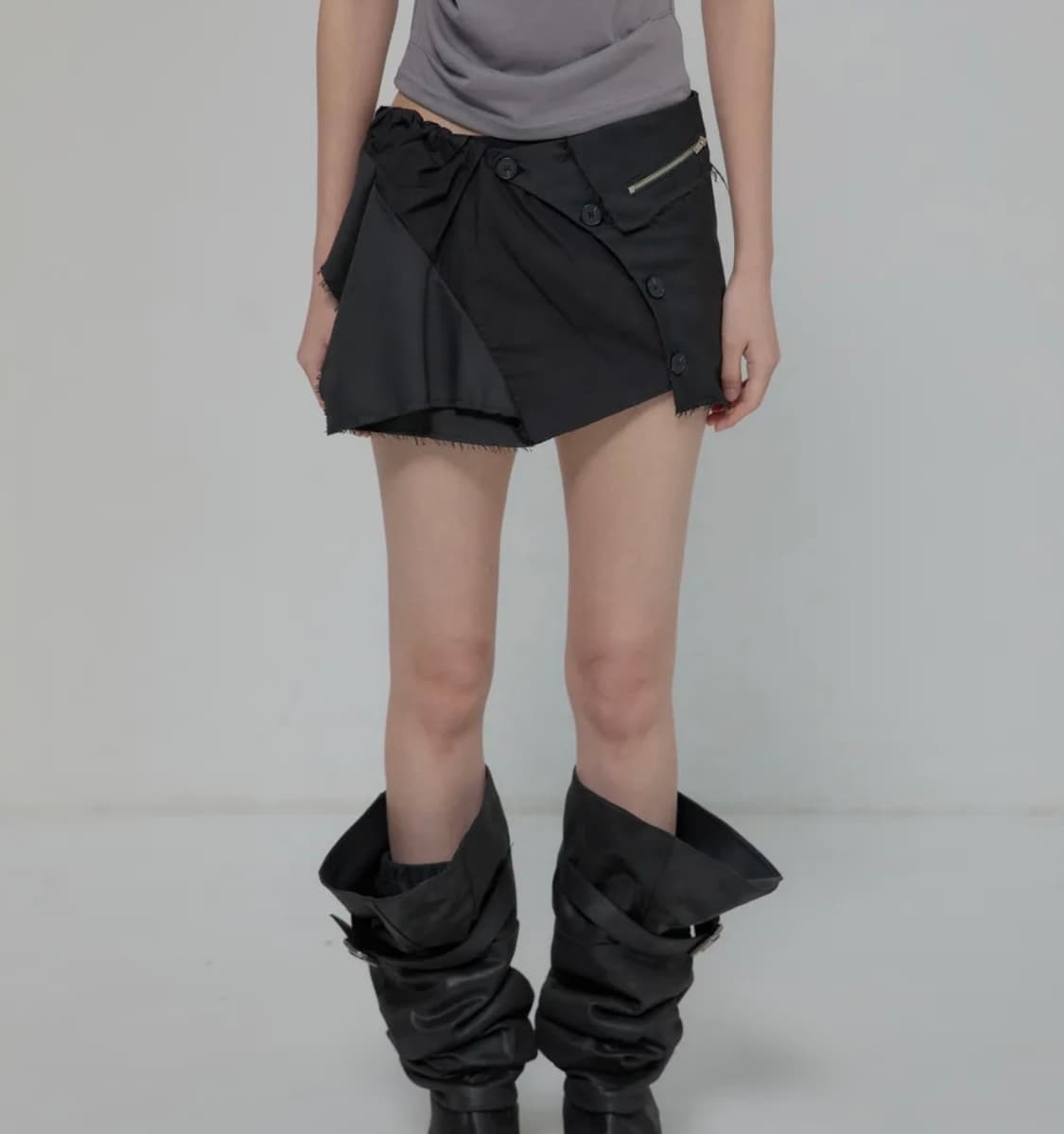 플레어업 레이어드 미니 스커트 블랙 1사이즈 상품이미지2