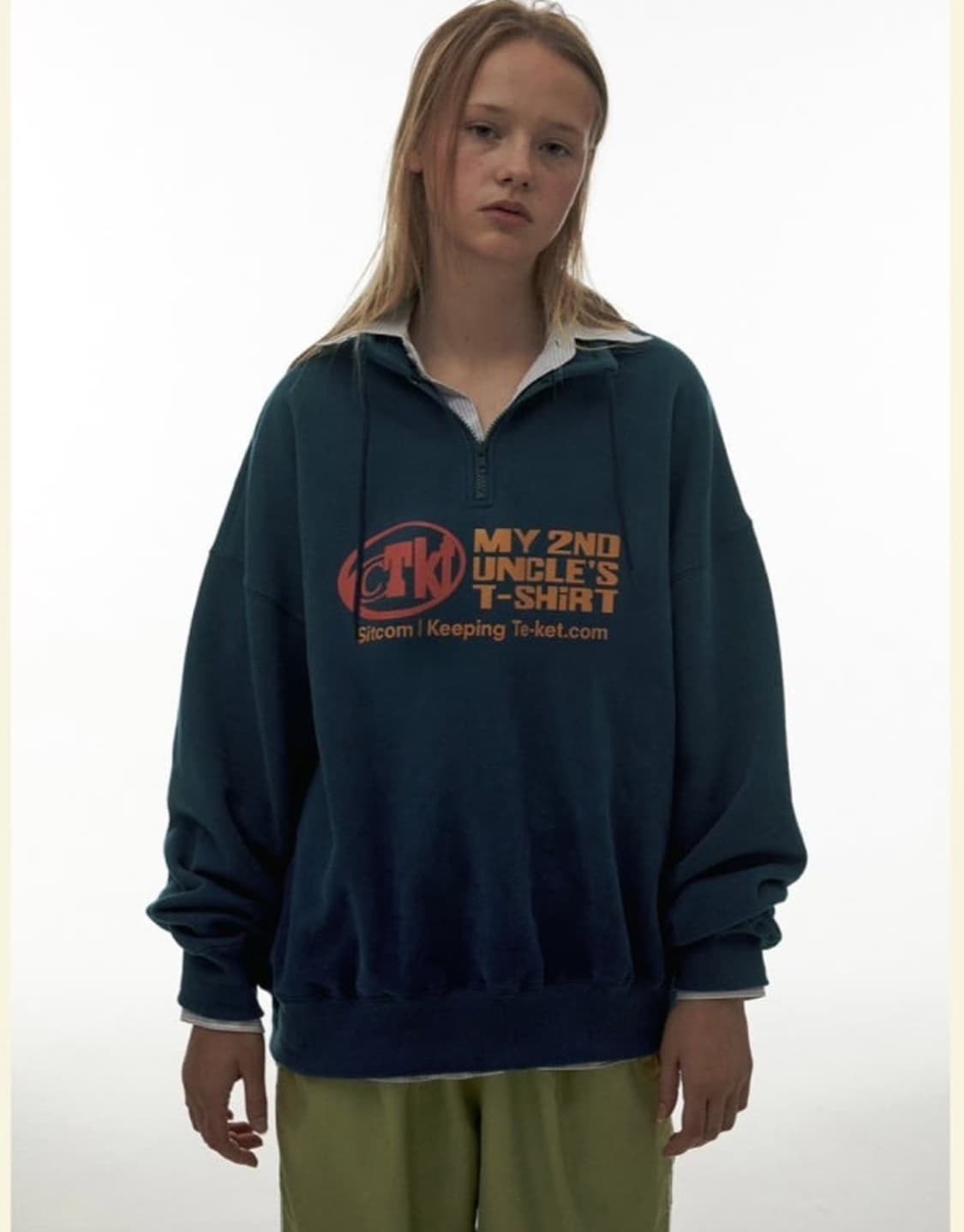테켓 엉클 하프집업 스웻셔츠 블루그린 M 상품이미지1