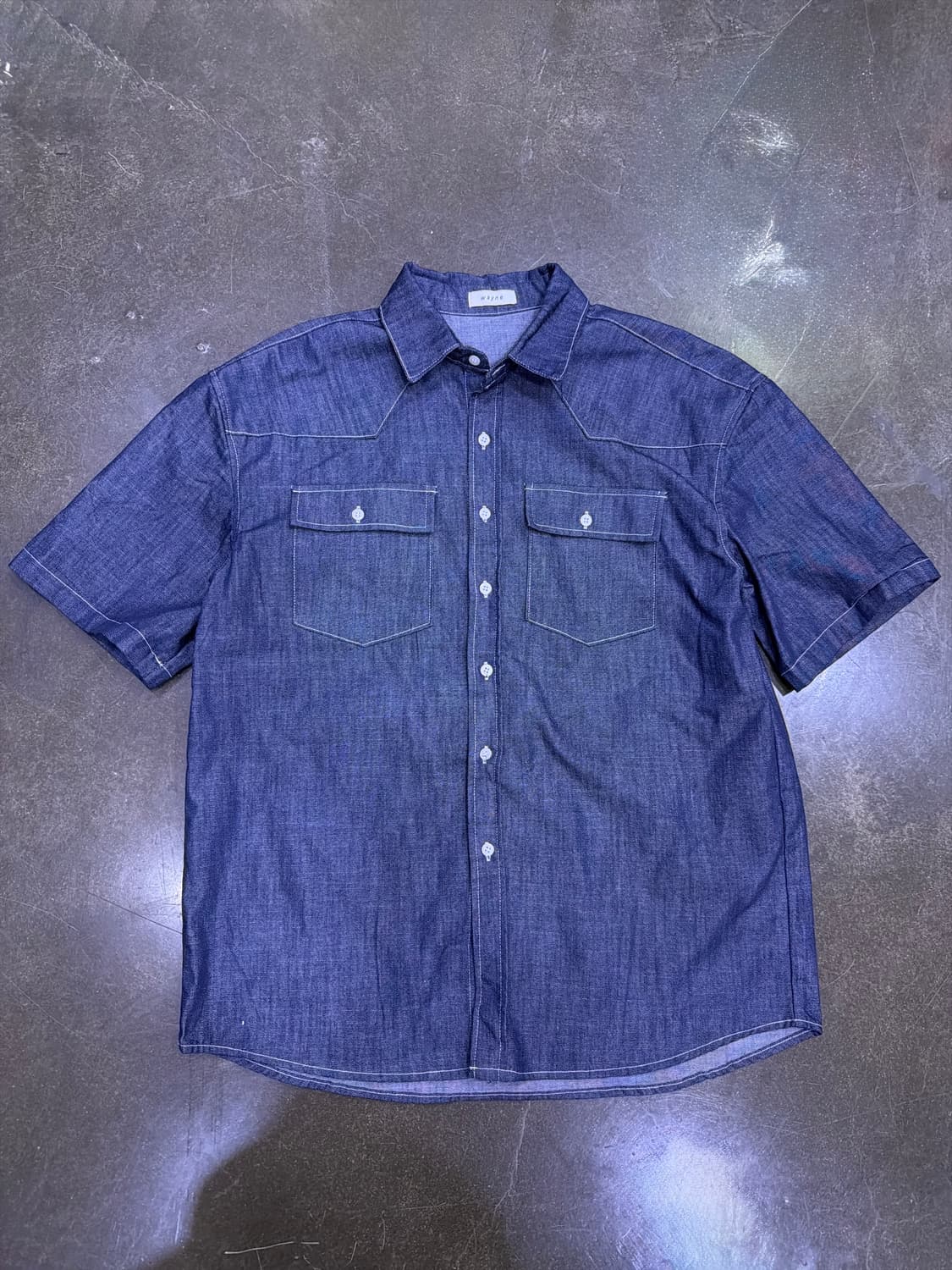 wayne 웨스턴 논페이드 반팔 데님셔츠 F 상품이미지1