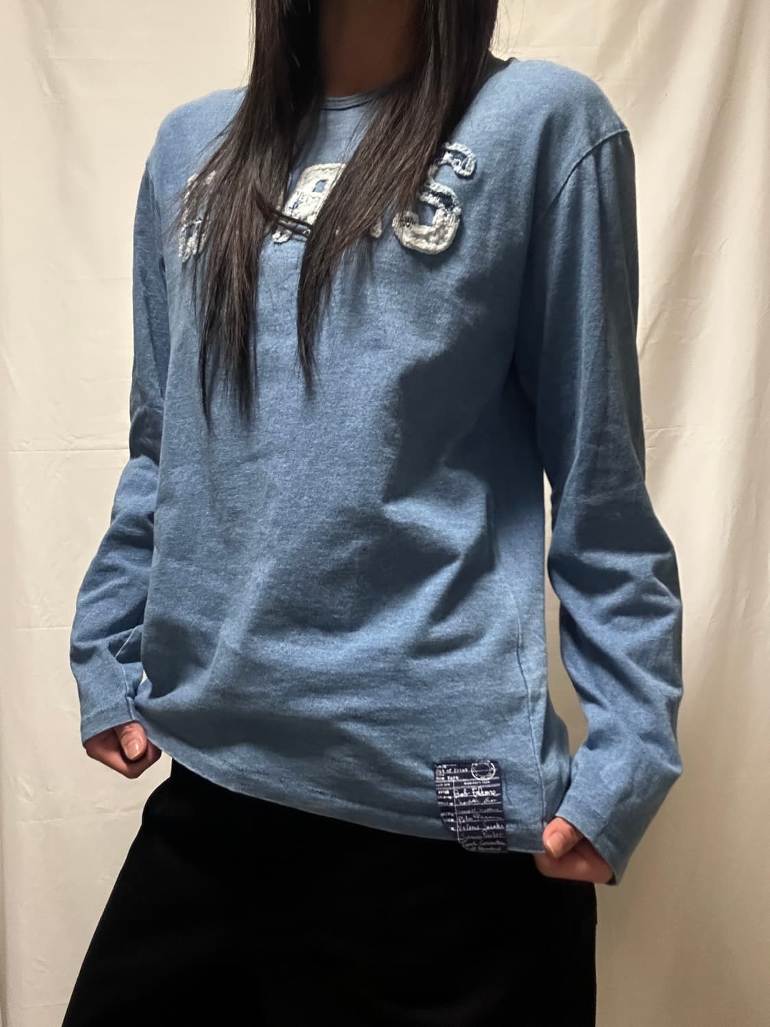 빈티지 패치워크 코튼 긴팔티셔츠 상품이미지5