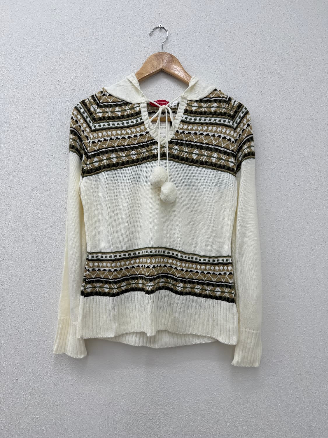 빈티지 explorer 노르딕 리본 후드 니트 상품이미지1