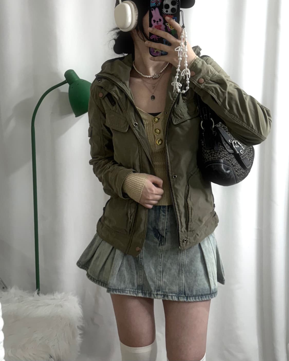 카키 사이드 골지 투 포켓 Y2K 자켓 상품이미지4