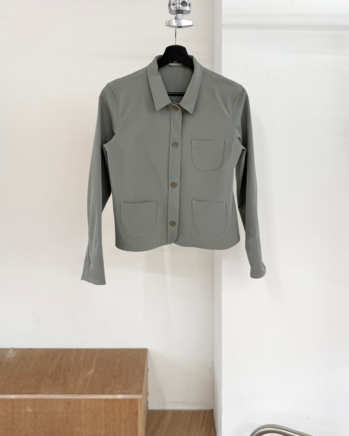 질 샌더 세이지 그린 체스트 패치 포켓 셔츠 상품이미지1