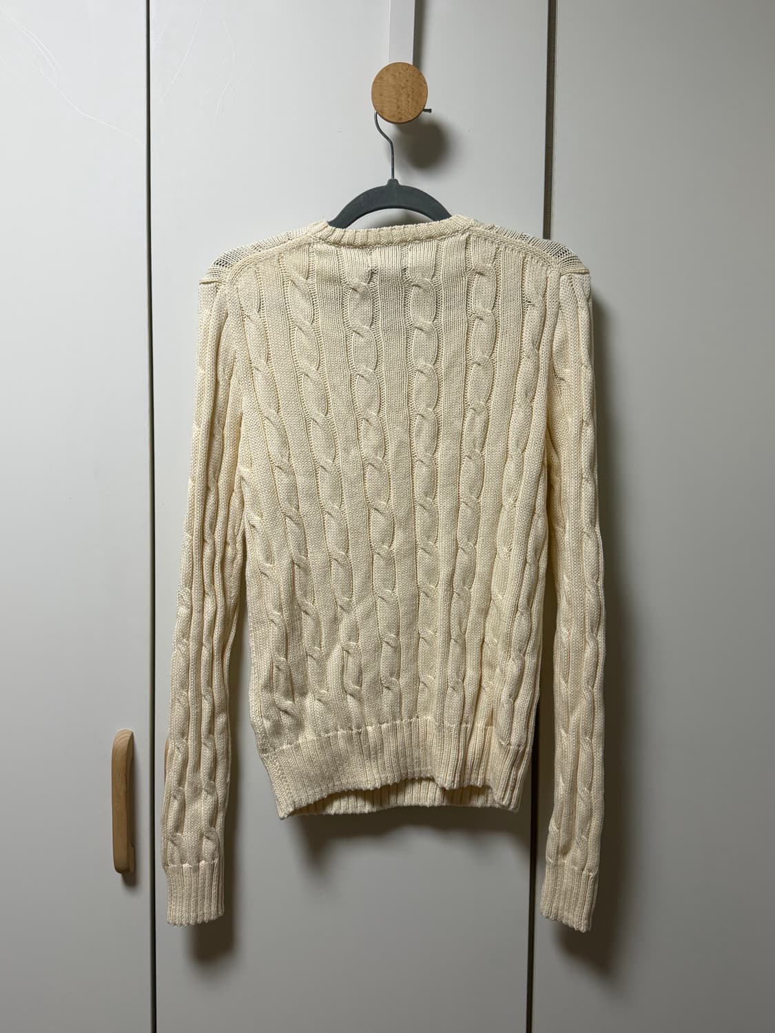 정품 백화점판 폴로 랄프로렌 케이블 니트 브이넥 아이보리 S (새상품) 상품이미지4