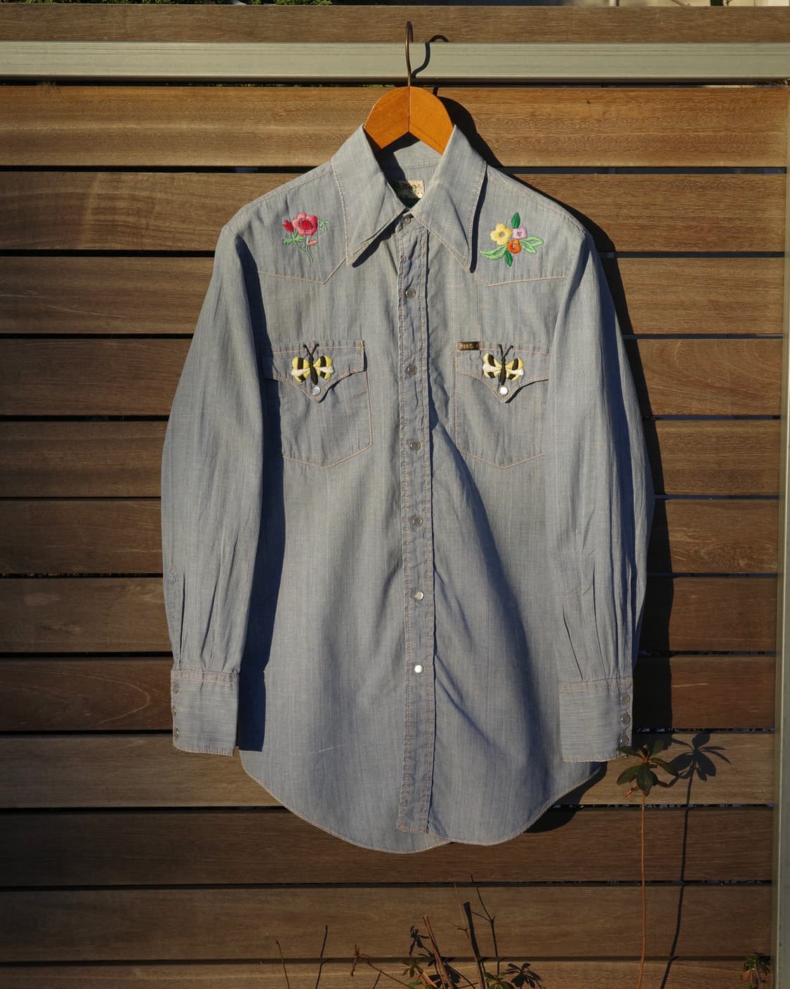 70‘s Lee 핸드 자수 샴브레이 셔츠 상품이미지1