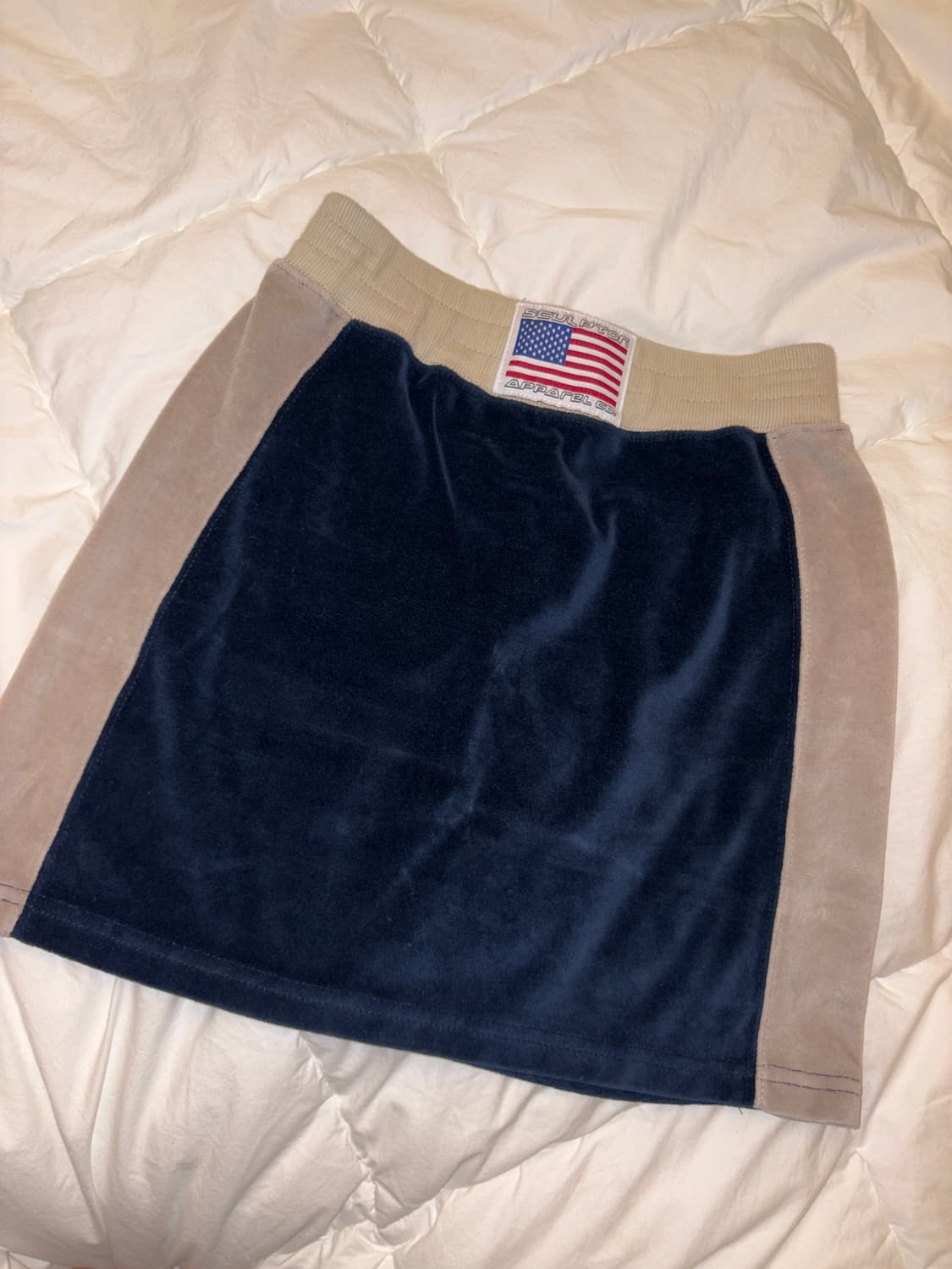 스컬프터 벨벳 후드집업/스커트 셋업 네이비 상품이미지2