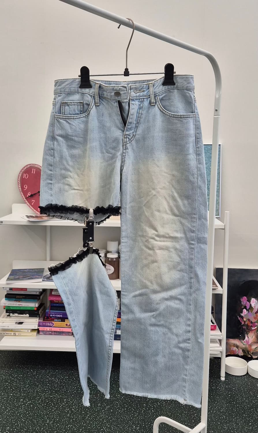 레이스 포인트 가터벨트 데님팬츠 상품이미지2