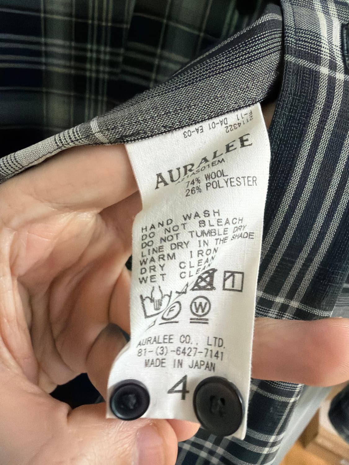 오라리 라이트 울 체크 셔츠 4사이즈 상품이미지2