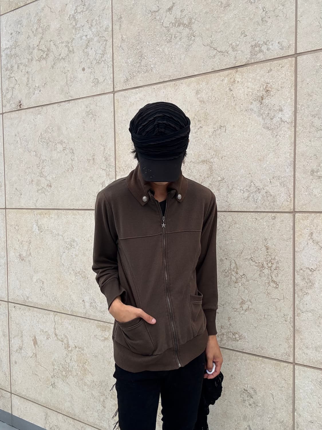 “PLG” Y2K star Detail Brown Zip Up 상품이미지1