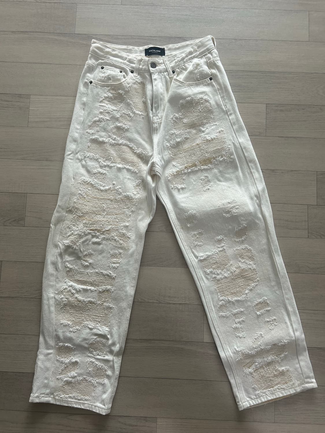 페이탈리즘 #0354 Destroyed stitch pants White 상품이미지1