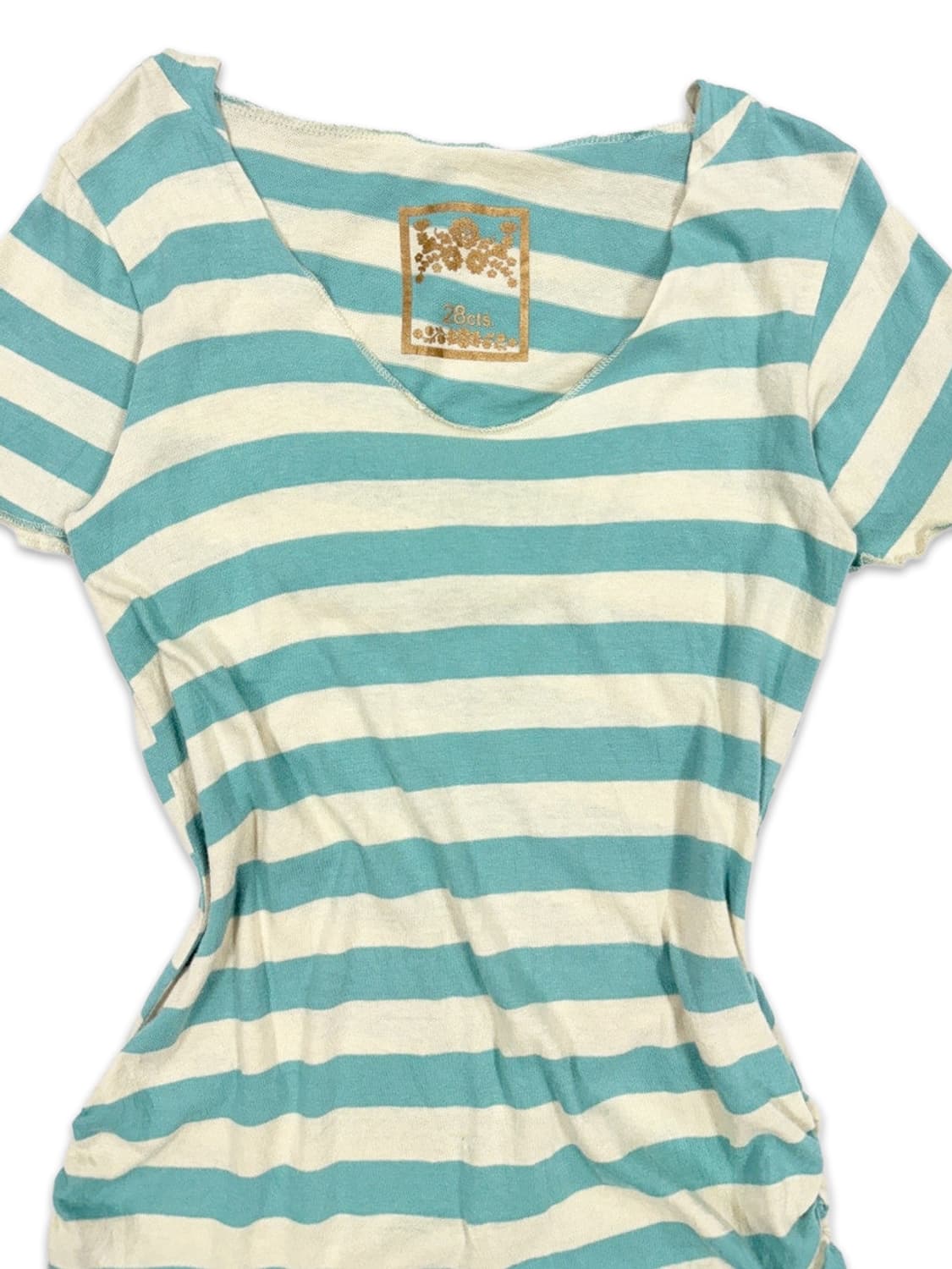 빈티지 사이드 셔링 스트라이프 후드 반팔티 상품이미지3