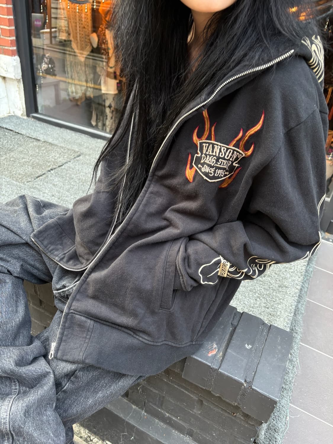 밴슨 플레임 오버핏 후드집업 상품이미지5