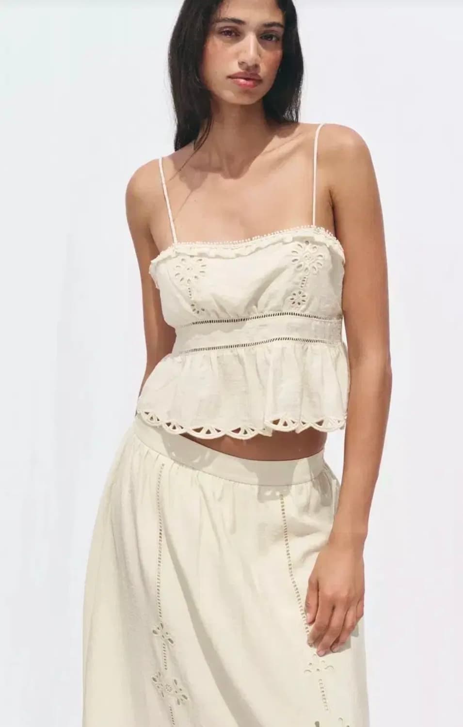 ZARA 츄 착용 자라 자수 펀칭 크롭 탑, 자라 자수 나시 상품이미지7
