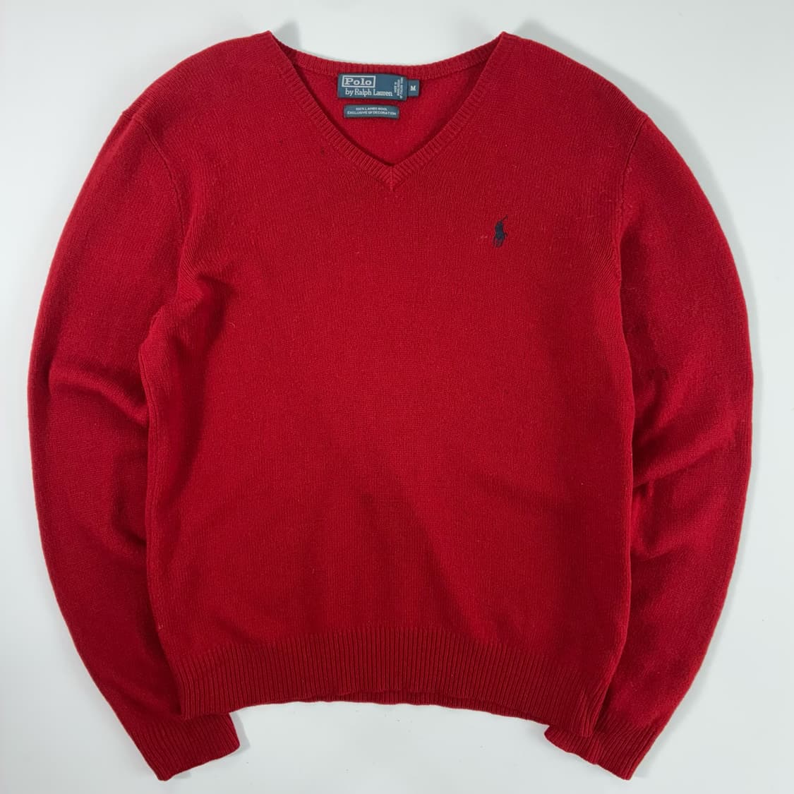 Polo  폴로 랄프로렌 자수 램스울 레드 브이넥 니트 상품이미지1