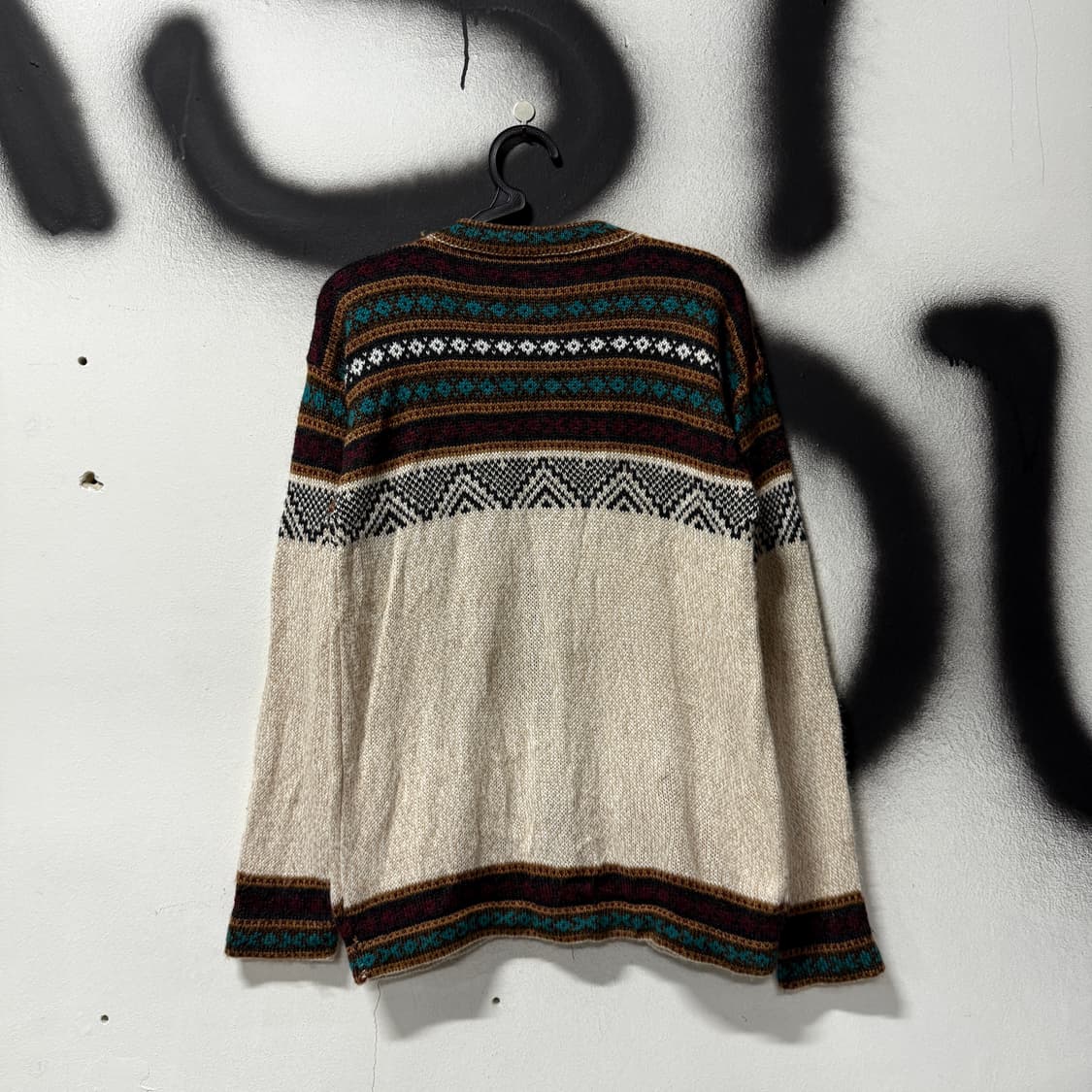VTG 빈티지 에스닉 패턴 울 혼방 니트 집업 상품이미지2