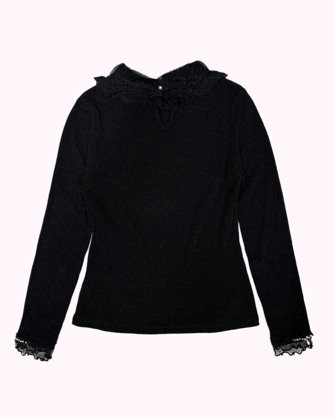 lace bids ribbed knit T 상품이미지4