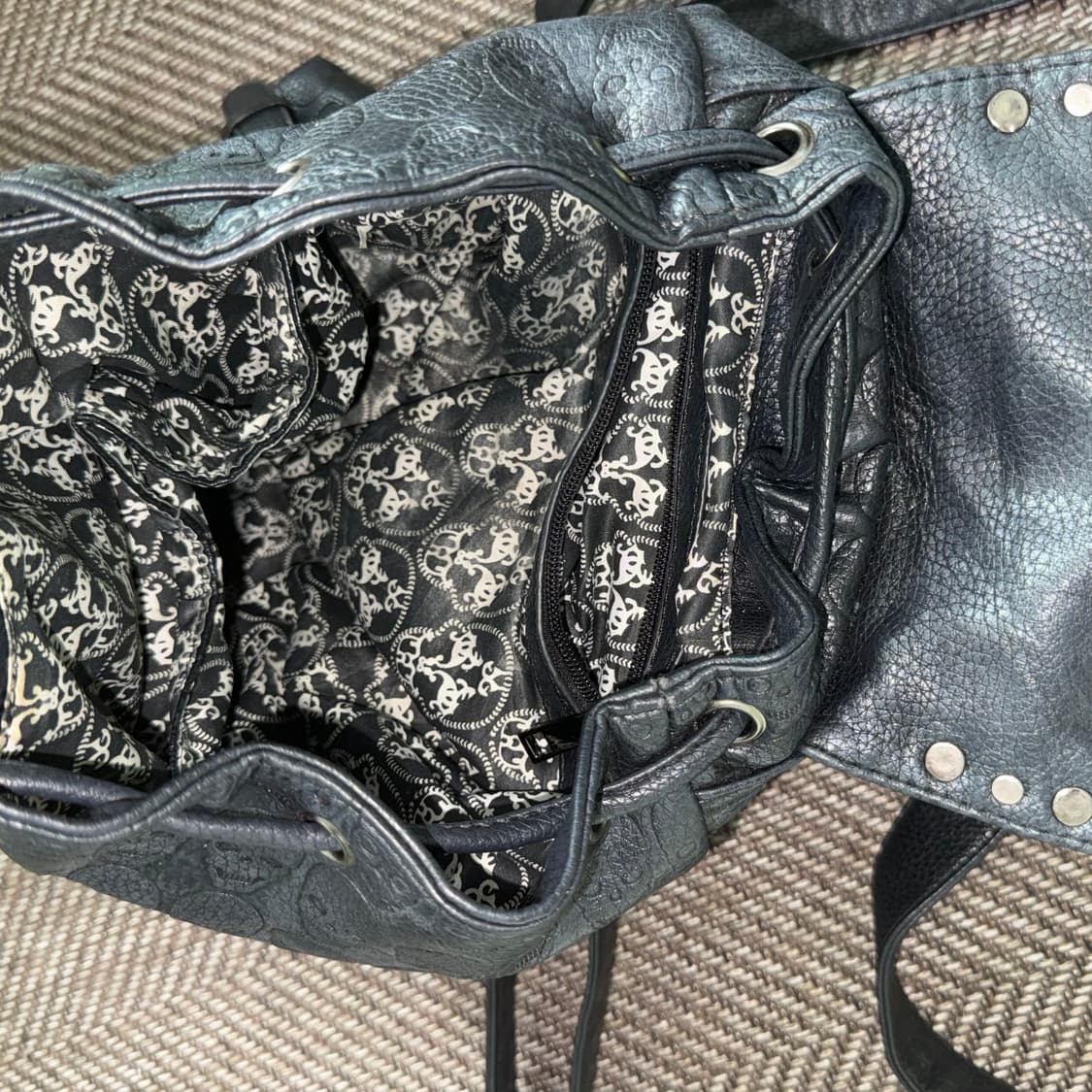 빈티지 고스 펑크 락 해골 가죽백팩 상품이미지6