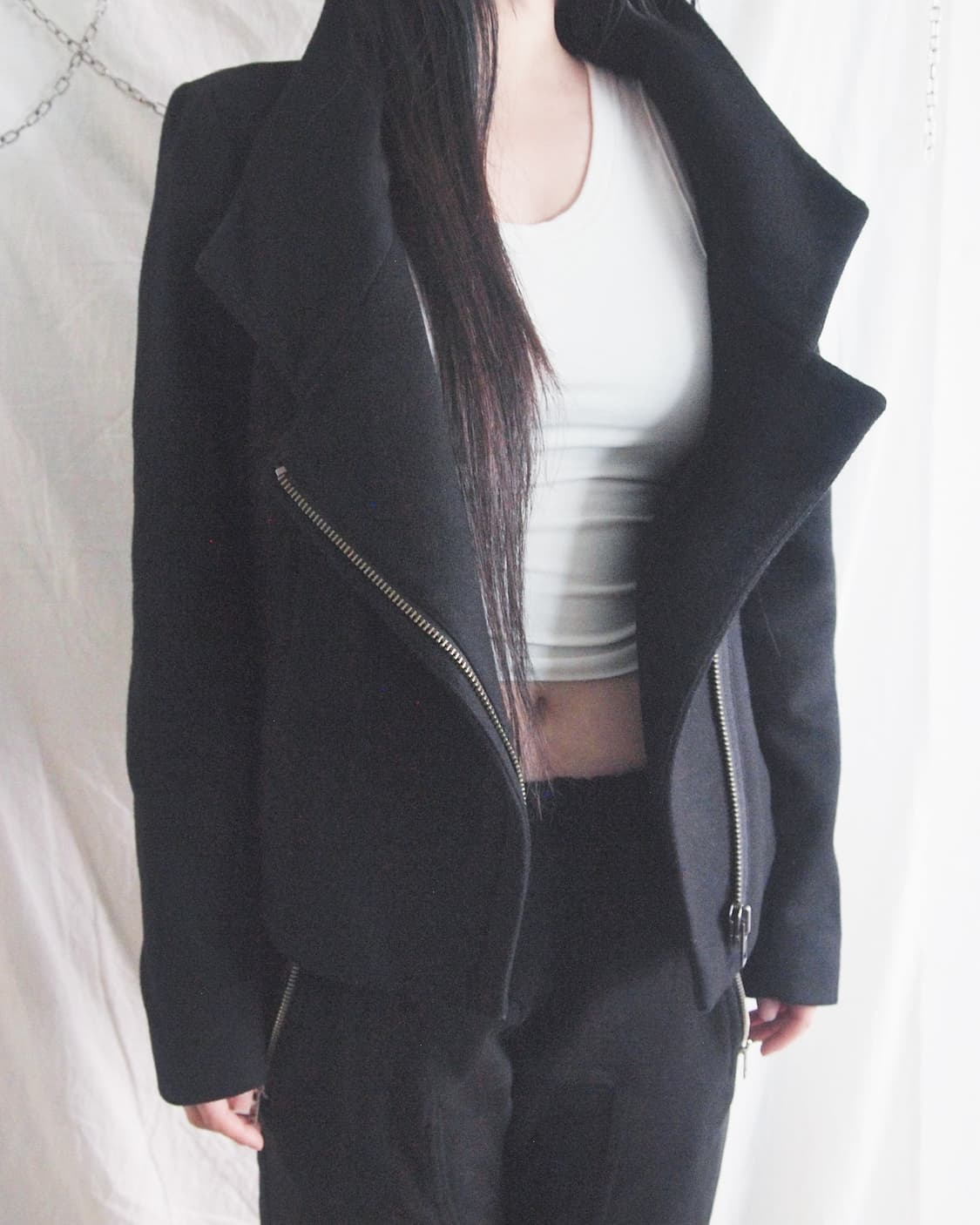 헬무트랭 asymmetric wool rider crop jacket 상품이미지2