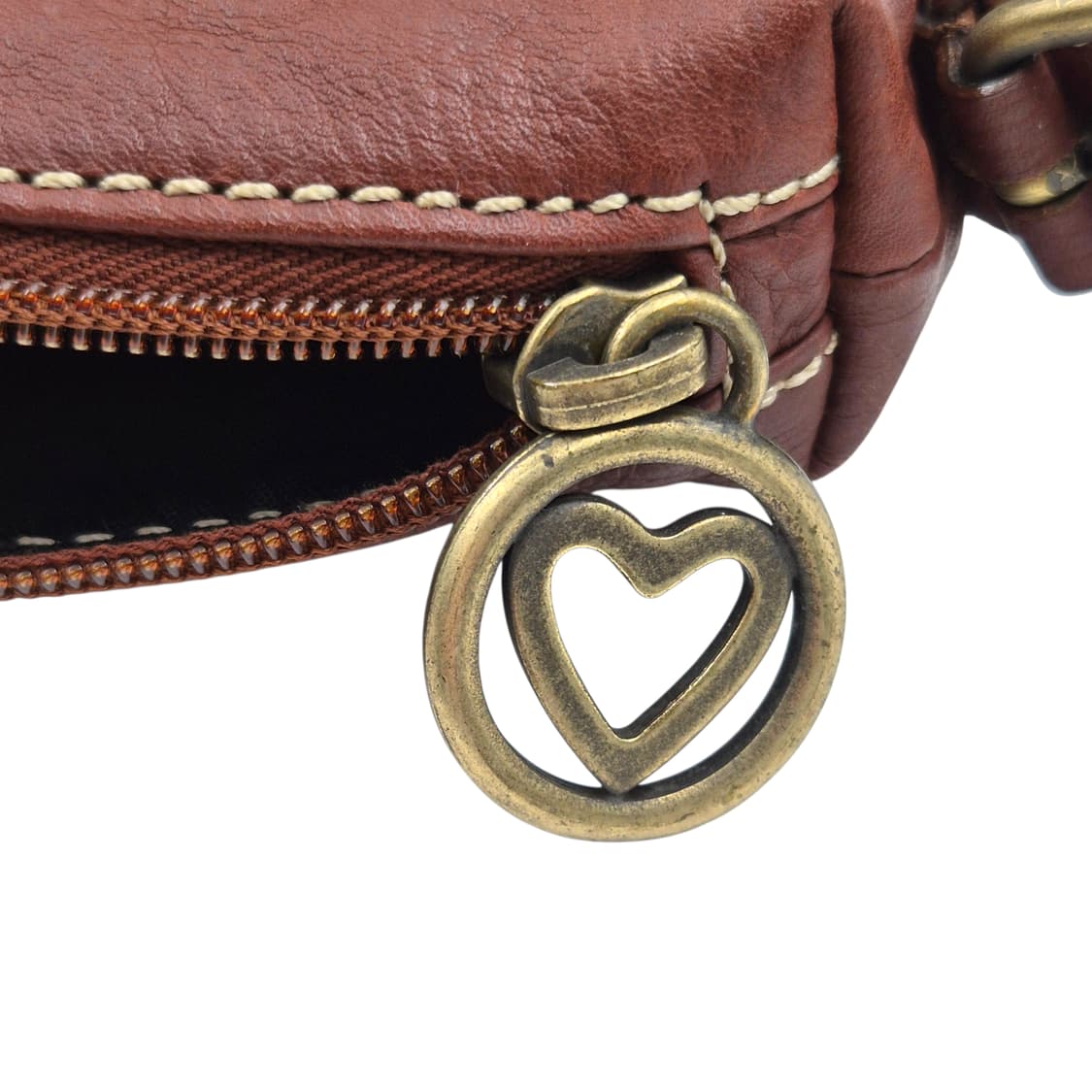 90s 이탈리아 모스키노 스티치 하트 레더 체인 백 상품이미지6