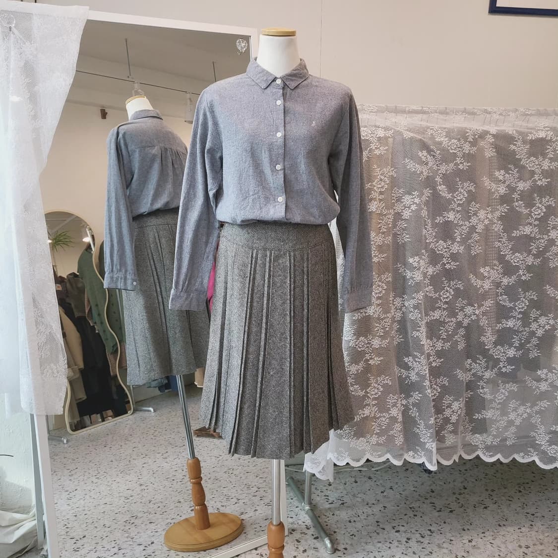 사만사모스2 플란넬 연청 블라우스 상품이미지2